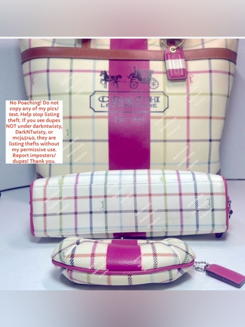 GREAT GIFT!! RARE Coach 3 piece Tote, cosmetic bag, change purse set PRICE FIRM - Picture 3 of 15